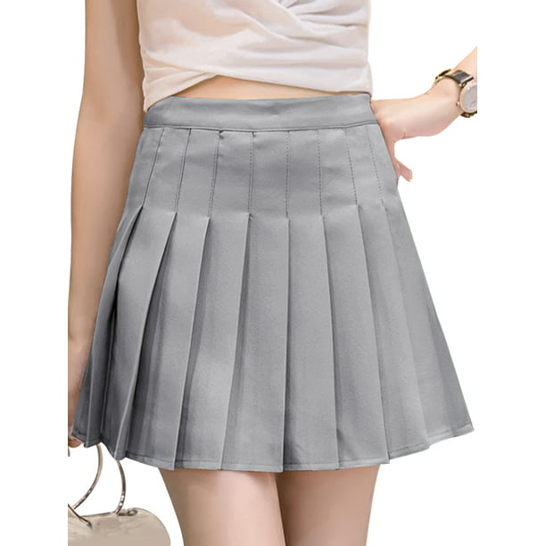 Women Girls Pleated Skirt School Dress High Waist Skirt Short Mini A Line Skirt